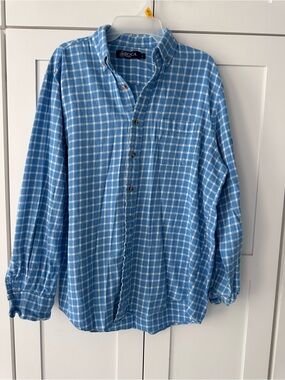Boca Classics Light Blue Plaid Casual Button-Down Shirt for Men L